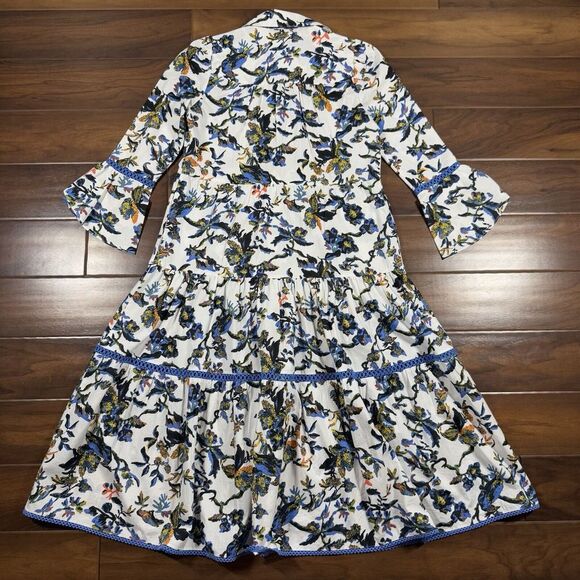 Diane Von Furstenberg Size XS White Floral Barry Gathered Poplin Midi Dress - Picture 8 of 13
